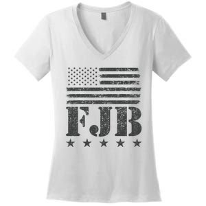 FJB Anti Biden American Flag Women's V-Neck T-Shirt