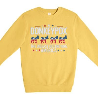 Funny Anti Biden Donkey Pox The Disease Destroying America Premium Crewneck Sweatshirt