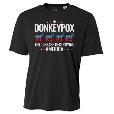 Funny Anti Biden Donkey Pox The Disease Destroying America Cooling Performance Crew T-Shirt