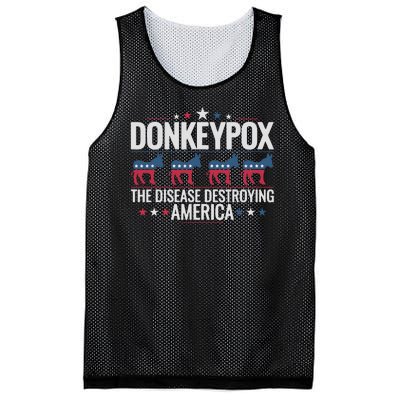 Funny Anti Biden Donkey Pox The Disease Destroying America Mesh Reversible Basketball Jersey Tank