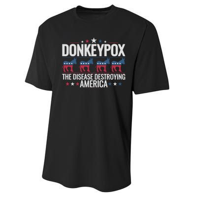 Funny Anti Biden Donkey Pox The Disease Destroying America Performance Sprint T-Shirt