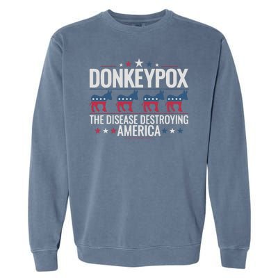 Funny Anti Biden Donkey Pox The Disease Destroying America Garment-Dyed Sweatshirt