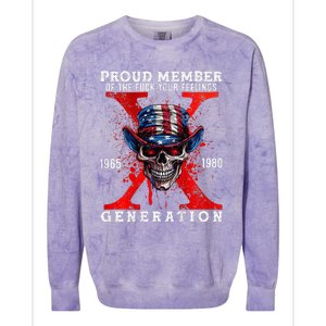 Front And Back X Generation Proud Member Of Your Feelings Colorblast Crewneck Sweatshirt