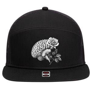 Floral Anatomical Brain Blooming Thoughts 7 Panel Mesh Trucker Snapback Hat