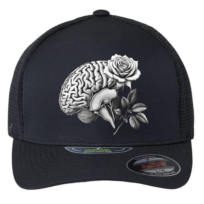 Floral Anatomical Brain Blooming Thoughts Flexfit Unipanel Trucker Cap