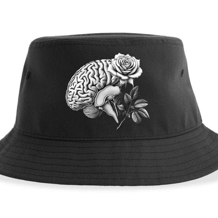 Floral Anatomical Brain Blooming Thoughts Sustainable Bucket Hat