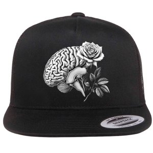 Floral Anatomical Brain Blooming Thoughts Flat Bill Trucker Hat