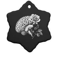 Floral Anatomical Brain Blooming Thoughts Ceramic Star Ornament