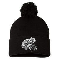 Floral Anatomical Brain Blooming Thoughts Pom Pom 12in Knit Beanie