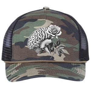 Floral Anatomical Brain Blooming Thoughts Retro Rope Trucker Hat Cap