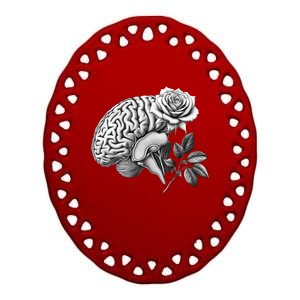 Floral Anatomical Brain Blooming Thoughts Ceramic Oval Ornament