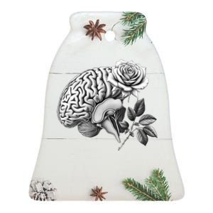 Floral Anatomical Brain Blooming Thoughts Ceramic Bell Ornament