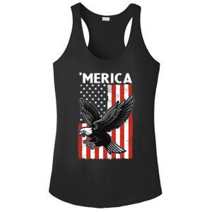 Flying American Bald Eagle Mullet Funny Merica 4th Of July Meaningful Gift Ladies PosiCharge Competitor Racerback Tank