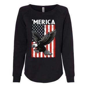 Flying American Bald Eagle Mullet Funny Merica 4th Of July Meaningful Gift Womens California Wash Sweatshirt