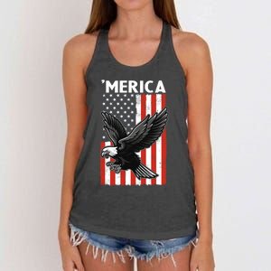 Flying American Bald Eagle Mullet Funny Merica 4th Of July Meaningful Gift Women's Knotted Racerback Tank