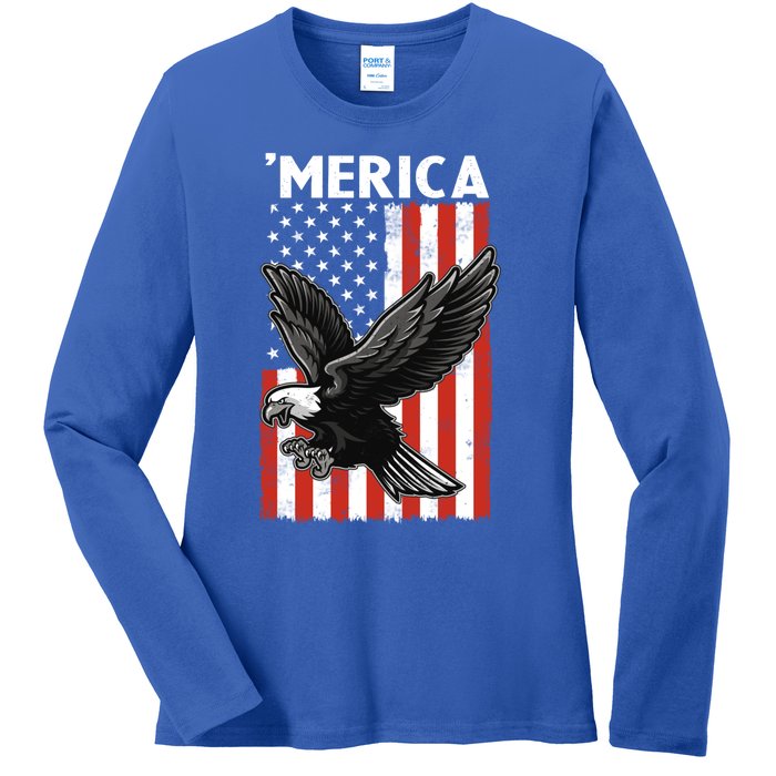 Flying American Bald Eagle Mullet Funny Merica 4th Of July Meaningful Gift Ladies Long Sleeve Shirt