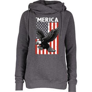 Flying American Bald Eagle Mullet Funny Merica 4th Of July Meaningful Gift Womens Funnel Neck Pullover Hood