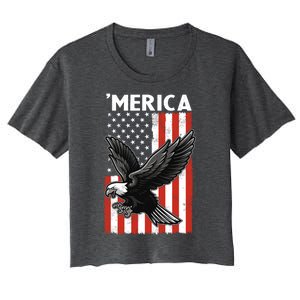 Flying American Bald Eagle Mullet Funny Merica 4th Of July Meaningful Gift Women's Crop Top Tee