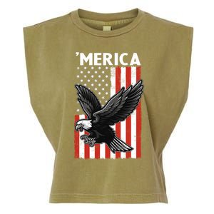 Flying American Bald Eagle Mullet Funny Merica 4th Of July Meaningful Gift Garment-Dyed Women's Muscle Tee