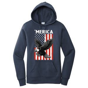 Flying American Bald Eagle Mullet Funny Merica 4th Of July Meaningful Gift Women's Pullover Hoodie