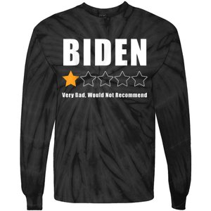 Funny Anti Biden Pro Trump 1 Star Rating Election Vote 2024 Tie-Dye Long Sleeve Shirt