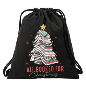 Funny All Booked For Christmas Book Tree Christmas Xmas Lights Gift Drawstring Bag