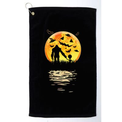 Funny Alien Bigfoot Moon Sasquatch UFO Halloween Costume Tee Platinum Collection Golf Towel