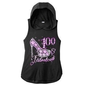 Fabulous & 100 Sparkly Shiny Heel 100th Birthday Ladies PosiCharge Tri-Blend Wicking Draft Hoodie Tank