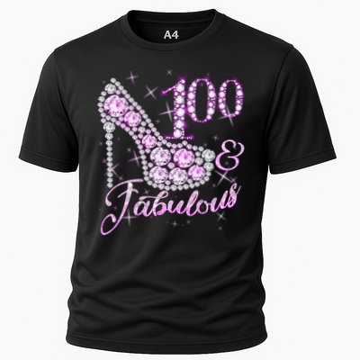 Fabulous & 100 Sparkly Shiny Heel 100th Birthday Performance Shirt