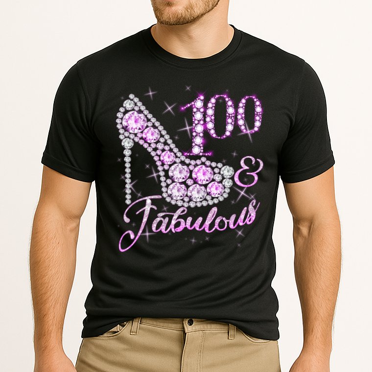 Fabulous & 100 Sparkly Shiny Heel 100th Birthday Performance Shirt