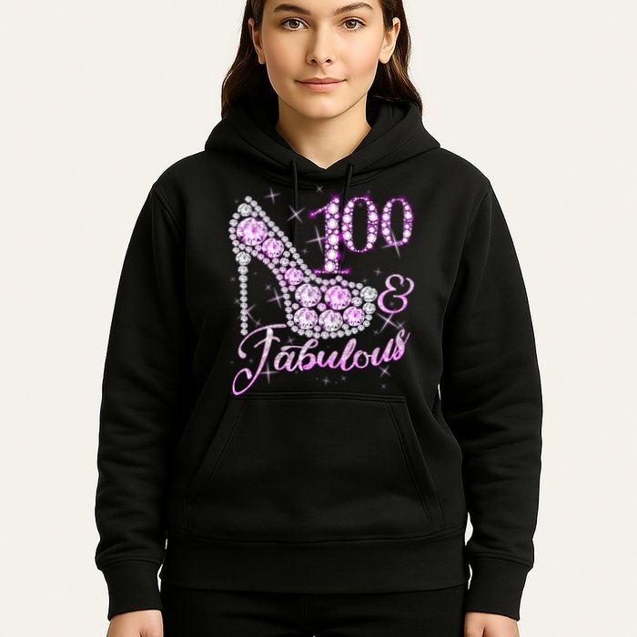 Fabulous & 100 Sparkly Shiny Heel 100th Birthday Hoodie