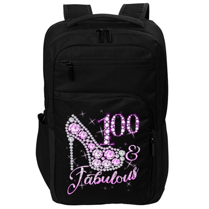 Fabulous & 100 Sparkly Shiny Heel 100th Birthday Impact Tech Backpack