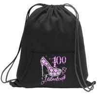 Fabulous & 100 Sparkly Shiny Heel 100th Birthday Sweatshirt Cinch Pack Bag