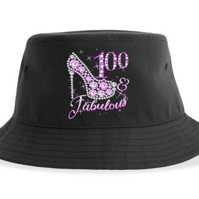 Fabulous & 100 Sparkly Shiny Heel 100th Birthday Sustainable Bucket Hat