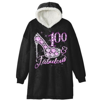 Fabulous & 100 Sparkly Shiny Heel 100th Birthday Hooded Wearable Blanket
