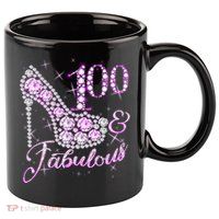 Fabulous & 100 Sparkly Shiny Heel 100th Birthday 11oz C Handle Ceramic Mug