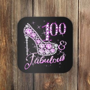 Fabulous & 100 Sparkly Shiny Heel 100th Birthday Coaster