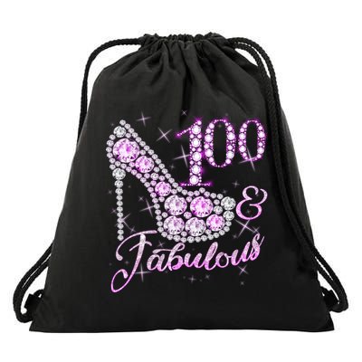 Fabulous & 100 Sparkly Shiny Heel 100th Birthday Drawstring Bag
