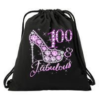 Fabulous & 100 Sparkly Shiny Heel 100th Birthday Drawstring Bag