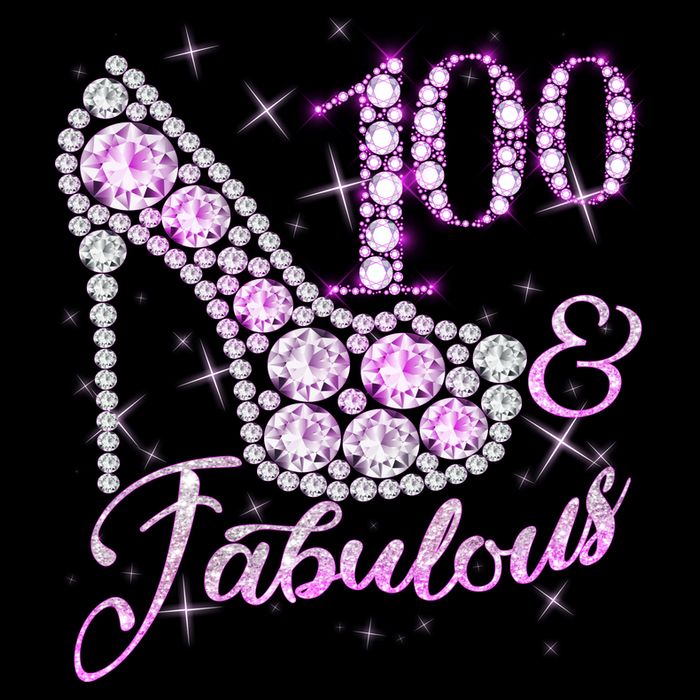 Fabulous & 100 Sparkly Shiny Heel 100th Birthday Drawstring Bag