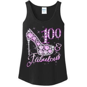 Fabulous & 100 Sparkly Shiny Heel 100th Birthday Ladies Essential Tank