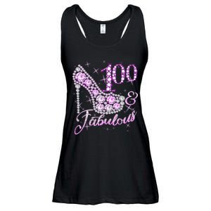 Fabulous & 100 Sparkly Shiny Heel 100th Birthday Ladies Essential Flowy Tank