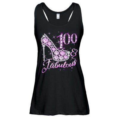 Fabulous & 100 Sparkly Shiny Heel 100th Birthday Ladies Essential Flowy Tank