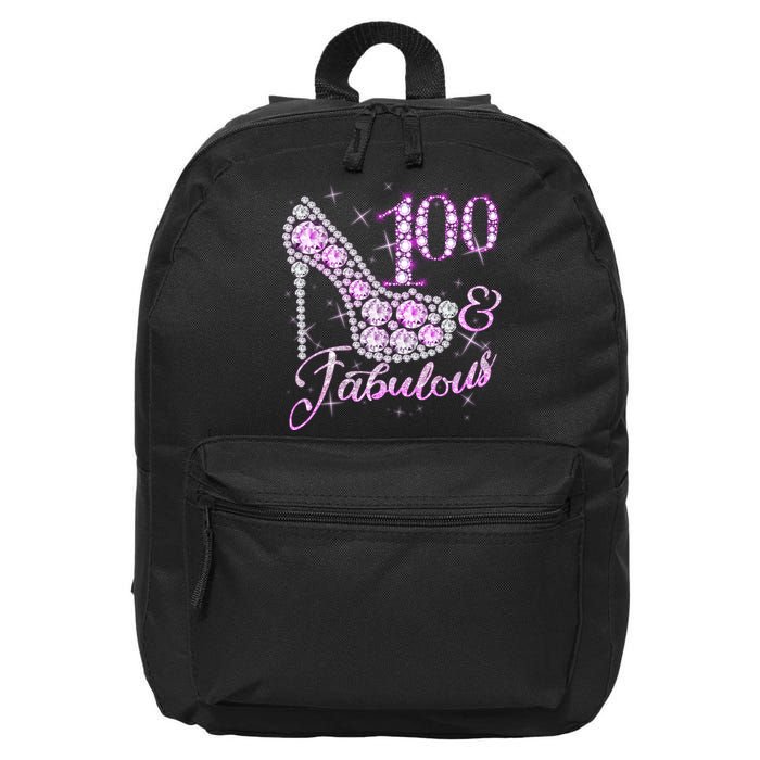 Fabulous & 100 Sparkly Shiny Heel 100th Birthday 16 in Basic Backpack