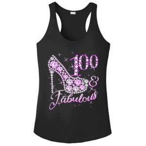 Fabulous & 100 Sparkly Shiny Heel 100th Birthday Ladies PosiCharge Competitor Racerback Tank