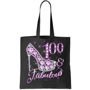 Fabulous & 100 Sparkly Shiny Heel 100th Birthday Tote Bag