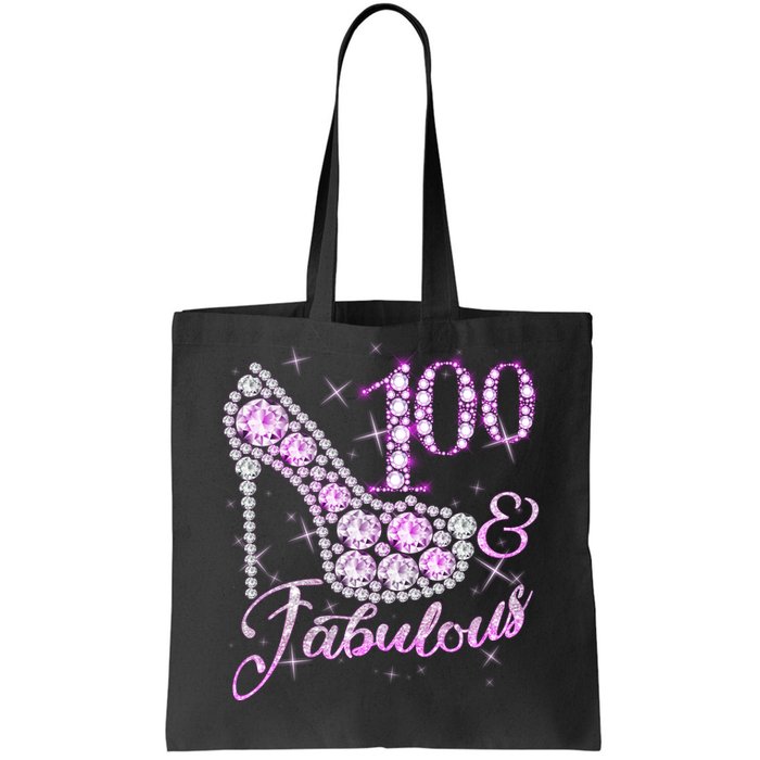 Fabulous & 100 Sparkly Shiny Heel 100th Birthday Tote Bag