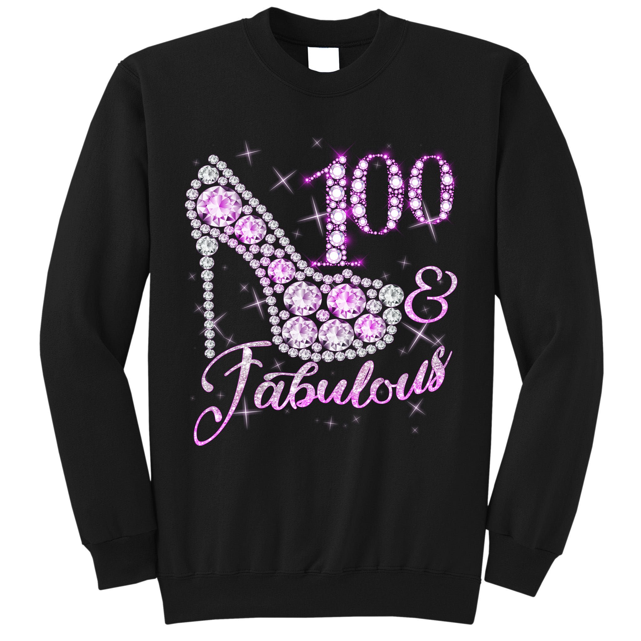 Fabulous & 100 Sparkly Shiny Heel 100th Birthday Tall Sweatshirt