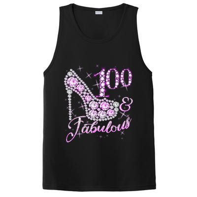 Fabulous & 100 Sparkly Shiny Heel 100th Birthday PosiCharge Competitor Tank