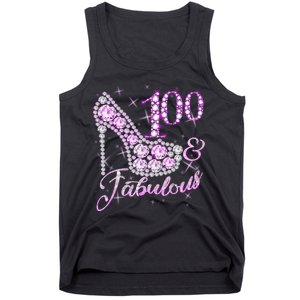 Fabulous & 100 Sparkly Shiny Heel 100th Birthday Tank Top